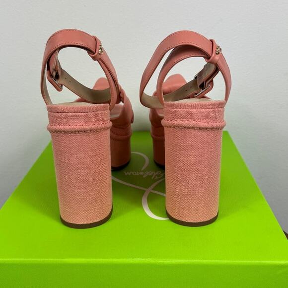 New Sam Edelman Theresa Square Toe Ankle Strap Platform Sandals in Pink Size 7 - Picture 8 of 10
